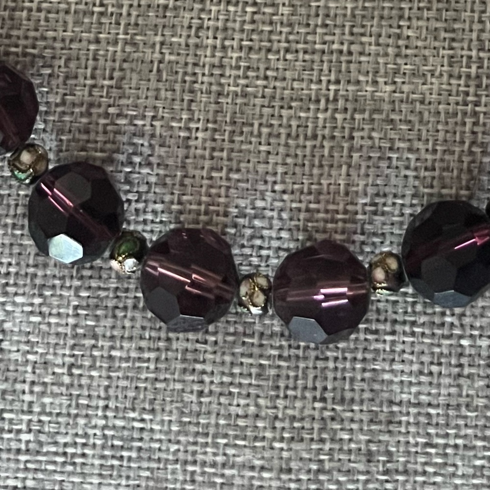 Vintage Deep Purple Faceted and Cloisonné Accent Beads Necklace & Earring Set - Picture 2 of 6
